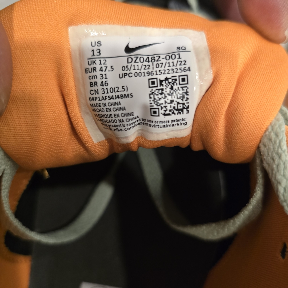 Nike Men's Air Max 1 Ugly Duck- Orange, Black, and Gray with Light Green Accents - Picture 5 of 6